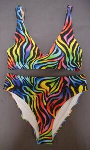 [ new goods * unused ] Rainbow Pride M size Zebra pattern bikini [ rainbow color * gradation * multicolor * rhinoceros ketelik]