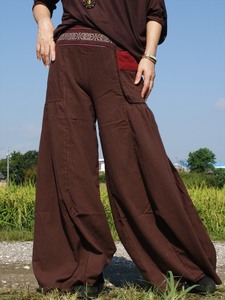 * ethnic cotton wide pants waist woven cloth including carriage * new goods B*geli cloth gaucho pants yoga unisex flair hem 