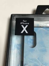 匿名送料込み iPhoneX用カバー ガラスハイブリッドケース マーブルブルー 大理石調 水色系 角型 新品iPhone10 アイホンX アイフォーンX/LW0_画像2