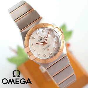 1年保証 オメガ コンステレーション 12Pダイヤ K18PG 750 ピンクゴールド SS レディース クォーツ 腕時計