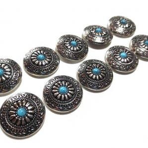 ターコイズ風コンチョ ブルー 30mm ネジ式 10個セット #