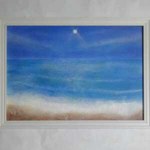 Art hand Auction [Anonymous delivery] Painting Summer Sea A4 size framed painting, Artwork, Painting, Pastel drawing, Crayon drawing