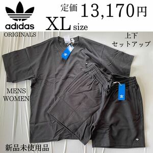 格安送料）XL 新品 adidas 定価13140円 上下セットアップサイズ 黒 ペアコーデ ハーフパンツ　半袖tシャツ