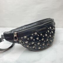 1円【超美品！】JIMMY CHOO ジミーチュウ ボディバッグ ウェストポーチ ショルダーバッグ レザー スタッズ スター ブラック 黒 1スタ_画像1