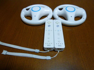 HR016【送料無料】Wii ハンドル リモコン 2個セット ホワイト (動作良好 クリーニング済)白 NINTENDO 任天堂 純正