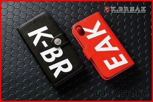 【K-BREAK】★スマホケース 汎用Lサイズ（縦：160×横：80×厚：10mm) レザーケース・ブラック★K-BREAKのロゴがアクセント♪