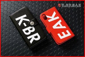 【K-BREAK】★スマホケース iPhone 6/iPhone 7/iPhone 8/レザーケース・ブラック★K-BREAKのロゴがアクセント♪