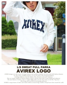 ◆ 新品 XXLサイズ アヴィレックス AVIREX DAILY L/S SWEAT PULL PARKA アーチ ロゴ スウェット パーカー XX-LARGE ホワイト