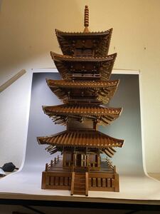 ★特大 高さ 102cm 五重の塔 木製 仏教美術 置物 木工 彫刻