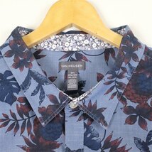 古着 大きいサイズ VAN HEUSEN 半袖ハワイアンシャツ アロハシャツ メンズUS-3XLサイズ 総柄 紺 ネイビー系 tn-1332n_画像4