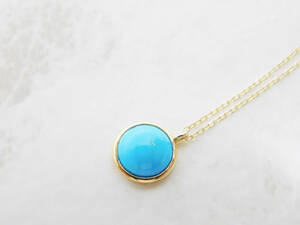 s Lee pin g beauty turquoise * Gold simple pendant necklace * turquoise complete natural rare Stone rare stone 