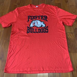 沖縄 米軍放出品 FOSTER BULLDOGS 半袖 Tシャツ オシャレ ファッション トレーニング スポーツ XLARGE レッド (管理番号OP45)