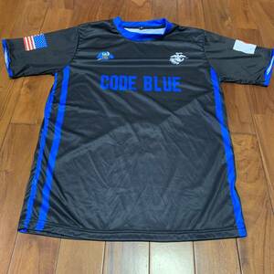 沖縄 米軍放出品 CODE BLUE USMC MARINE Tシャツ トレーニング ランニング 筋トレ スポーツ MEDIUM ブラック (管理番号MN3)