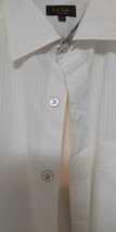 ポール・スミスコレクション PaulSmithCollection 高級ドレスシャツ XL LL 白ホワイト 襟裏袖裏花柄 シャドーストライプ_画像8