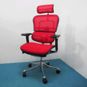 ergohuman PRO エルゴヒューマン プロ EHP-HAM ハイタイプ ヘッドレスト付 肘付 3Dファブリックメッシュ レッド(KMD32) ワーキングチェア