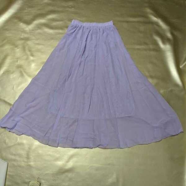 ロングスカート ウエストゴム フレアスカート 薄紫　Sぐらい　未使用品