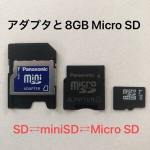 8GB microSDカード と Panasonic SDカードアダプタ マイクロSDカード miniSD