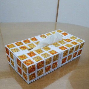 キラキラ☆ティッシュケース No.4(TK-2 オレンジ×イエロー)