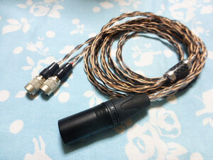 Mrspeakers ETHER AEON FLOW Dan Clark Audio シリーズ MOGAMI 2799 八芯 ブレイド編 200cm XLR コネクタ 4ピン 長め ( 黒スリーブ 変更可