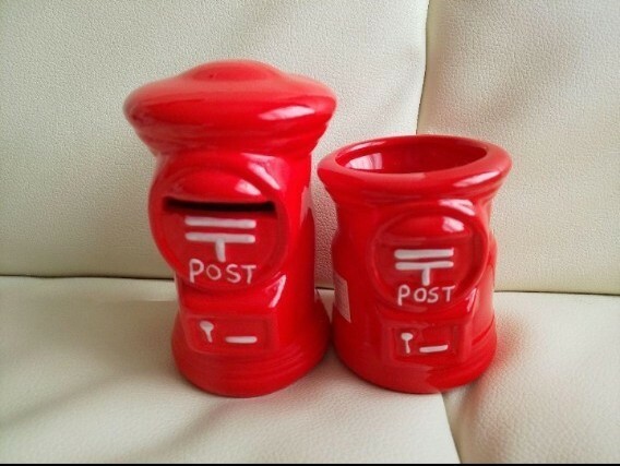 【2点セット】ポスト型　貯金箱　ペン立て　郵便局　郵便ポスト　ペンケース レトロ郵便ポスト