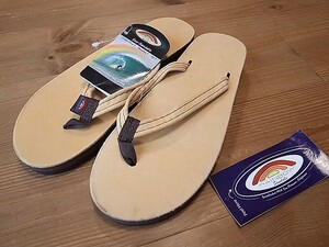 未使用デッドストック品 RAINBOW SANDALS レインボー サンダル プレミアレザー ダブルレイヤー バンブーイエロー ステッカー付 レディースL