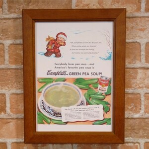 キャンベル グリーンピーススープ ミニポスター B5額縁付き 複製広告 ◆ キャンベルキッズ FB5-250