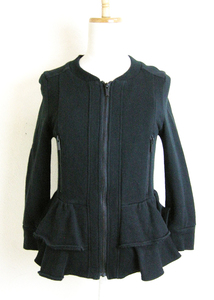 #Diagram GRACE CONTINENTAL[ Grace Continental ] black hem frill ZIP cotton jacket 36