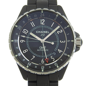 CHANEL シャネル J12 GMT H3101 腕時計 セラミック シルバ― 自動巻き アナログ表示 メンズ 黒文字盤【53310474】中古