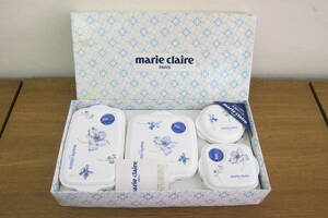 【12950】marie claire　マリクレール　ジャルダンブルー　電子レンジ容器　セット　保存容器　タッパー