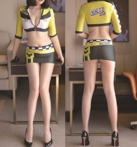 ★送料無料★セクシーレースクイーン イエロー 黄色 コスチューム 【トップス ・スカート2点セット】 コスプレ衣装 美脚 レディース