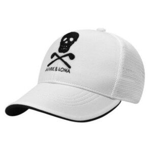 白色 黒色 1円スタート キャップ マークアンドロナ MARK＆LONA アイアンスカル マーク＆ロナ３D刺繍 ゴルフ帽子 野球帽 ロゴ J2
