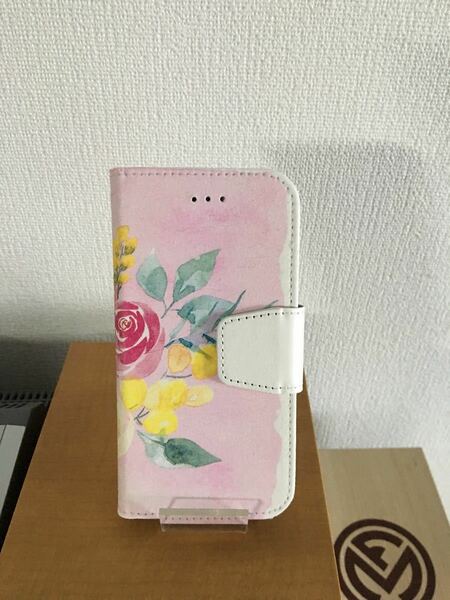  iphone SE/7/8手帳型ケース デコパージュ 水彩画風花柄