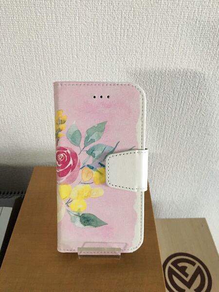 iphone SE/7/8手帳型ケース デコパージュ 水彩画風花柄