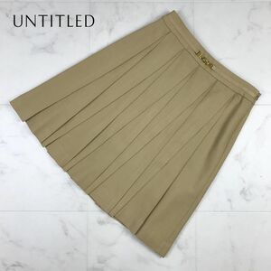 UNTITLED Untitled pleat flair skirt lining equipped Gold metal fittings knees height lady's beige size 2*ZA817