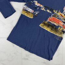 美品 SEE BY CHLOE シーバイクロエ フロントプリント ワイドネック 七分袖カットソー レディース トップス 青 ブルー サイズM*CB198_画像3