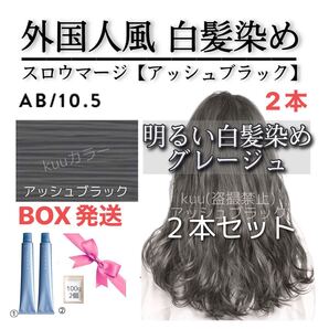 スロウカラー 白髪染め スロウマージ【ヘアカラー ホワイトブリーチ ムラシャン オキシ同梱割有】2本 アッシュブラック 単