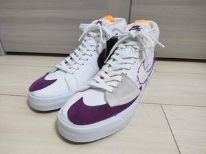 ★新品　NIKE SB ZOOM BLAZER MID EDGE L　★ナイキエスビー　ズームブレイザーミッドエッジ　★白x紫　★スケートボードに