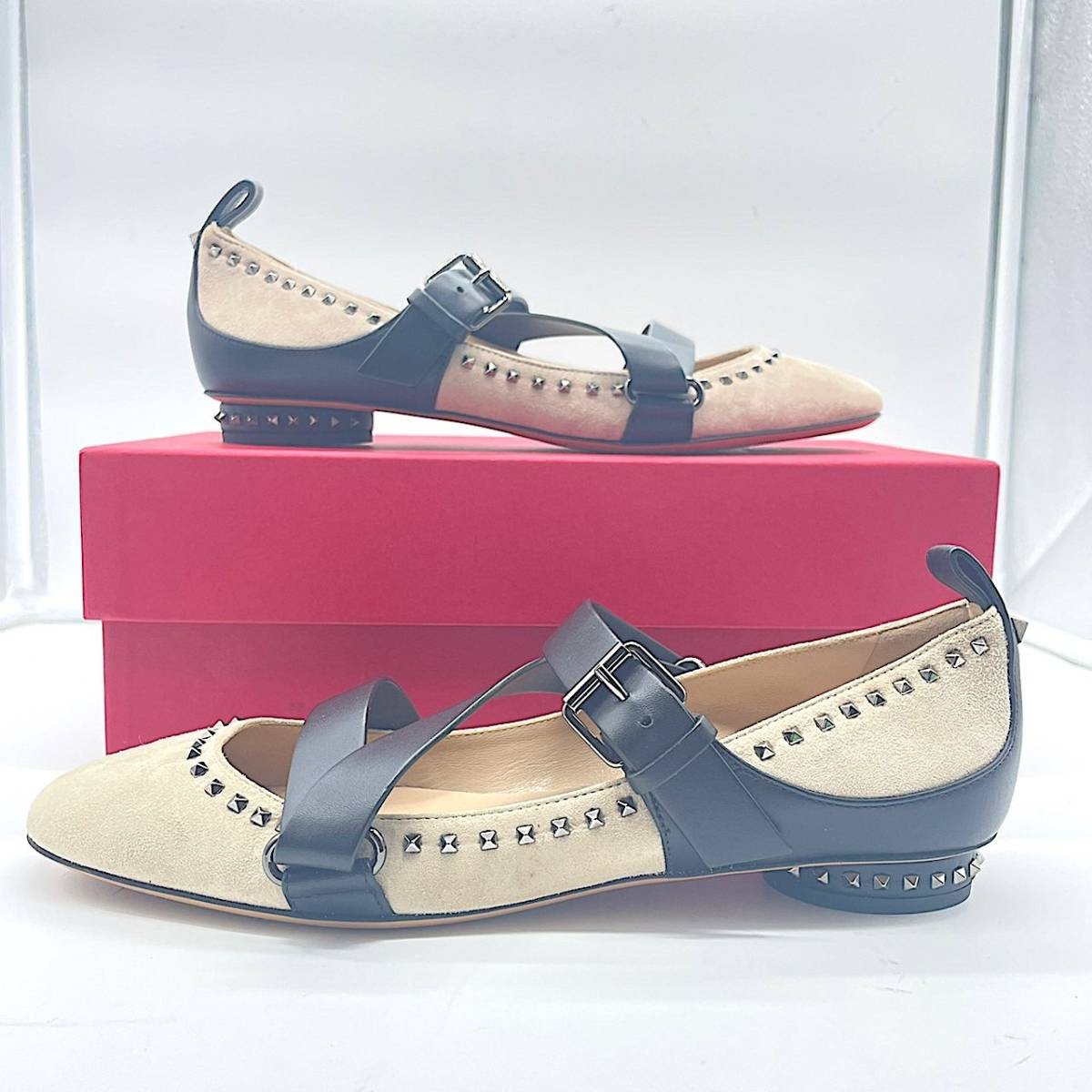 未使用 VALENTINO ヴァレンティノ ロックスタッズ ストラップ フラット