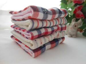  soft gauze handkerchie check marine * border 5 sheets organic baby safety birth go in . go in .! hand made 