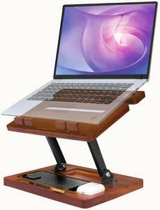 HHXRISE ノートパソコンスタンド PCスタンド タブレットスタンド 人間工学設計 高さ角度調整可能 姿勢改善 腰痛/猫背解消 折りたたみ式 