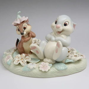 ★新品同様★　ディズニー　サンパー　バンビ　LENOXフィギュア　『Thumper's Flowery Friend』　LENOX社　2004年　磁器製