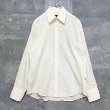◆お洒落な逸品◆ヒューゴボス HUGOBOSS ドレスシャツ Yシャツ 長袖シャツ コットン100％ ホワイト M メンズ K66 ｃ2711_画像1
