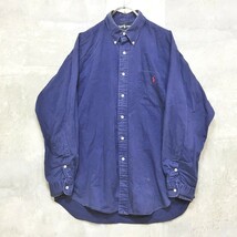 ◆大きいサイズ◆L◆お洒落な逸品◆RALPH LAUREN/ラルフローレン 長袖シャツ ボタンダウン シャツ ネイビー L K83 ｃ2893 メンズ_画像1