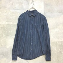 ◆お洒落な逸品◆ZARA/ザラ 長袖 シャツ デニム シャツ ストライプ 紺 ネイビー サイズM メンズ K106 ｃ3273_画像1