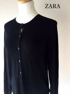 ◆ZARA カーディガン M 071224 黒 長袖 ザラ カーディガン