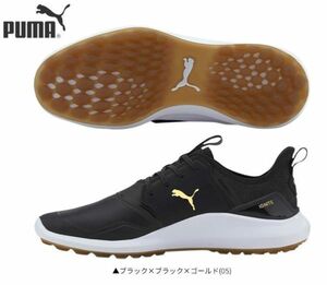  новый товар * Puma ig Night NXTk черновой tedo черный × черный × Gold 25cm мужской женский Golf туфли для гольфа 