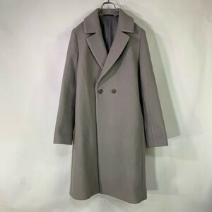 ★UNIQLO ユニクロ ダブルチェスターコート ウール ダブルチェスター チェスターコート グレー L メンズ OHI151