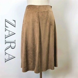 ■ZARA ザラ ベロア スカート ベージュ S レディース スウェード調　ｃ649k16