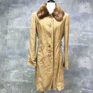 イタリア製 ■MARNI /マルニ レザーコート ステンカラーコート ファー ロングコート トレンチコート ブラウン 40 レディース ｃ1923K68