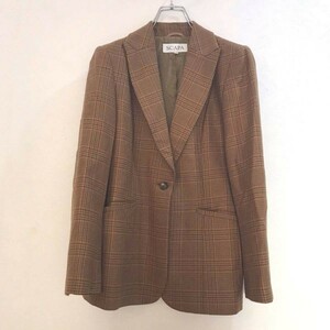 #SCAPA/ Scapa lady's check pattern jacket Brown tea 38 ON656 tailored jacket wool jacket 